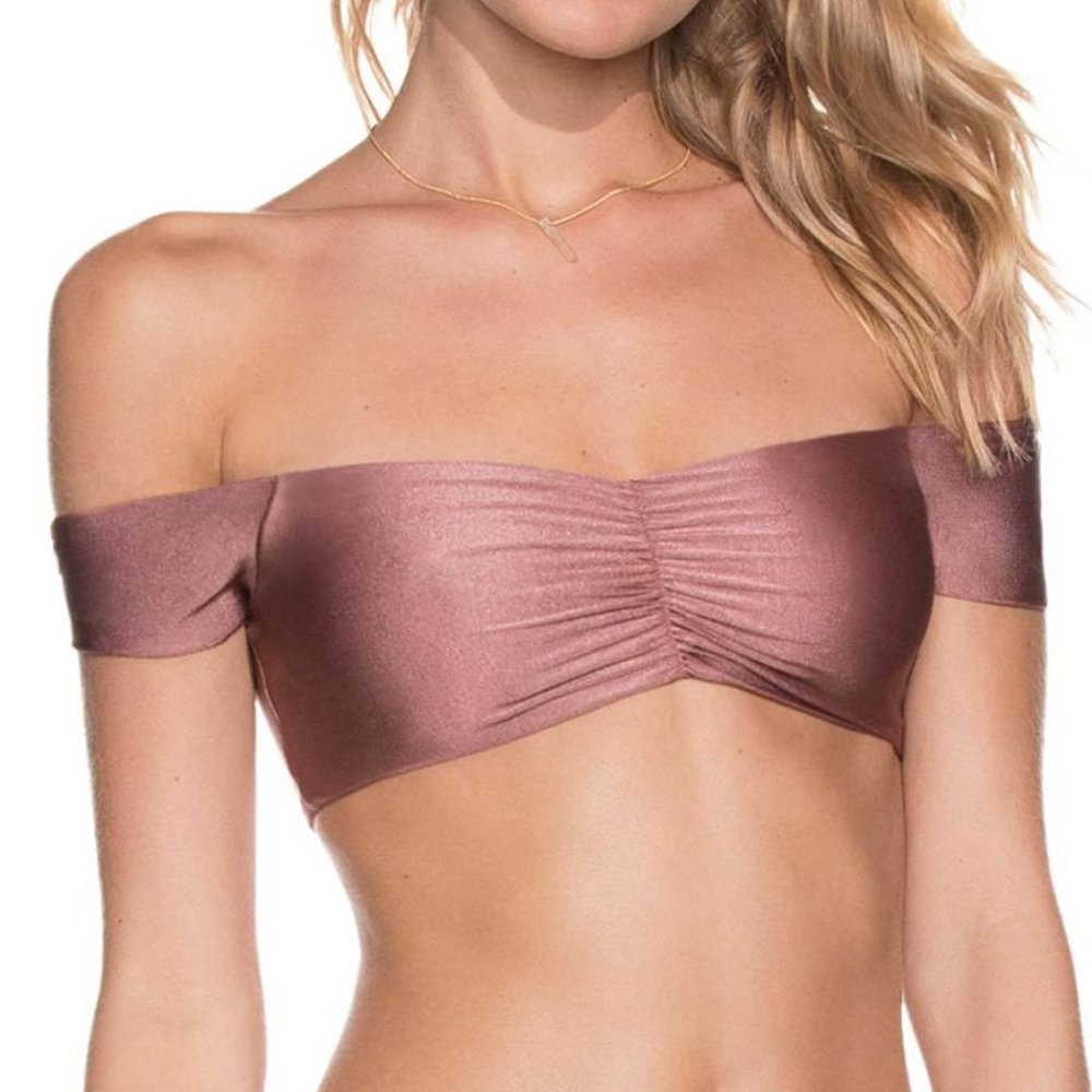 Maaji Off-Shoulder Bikini Top in Shimmering Mauve